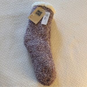 NWT Muk Luks Lavender Heather Cozy Sherpa Cuff Slipper Sock